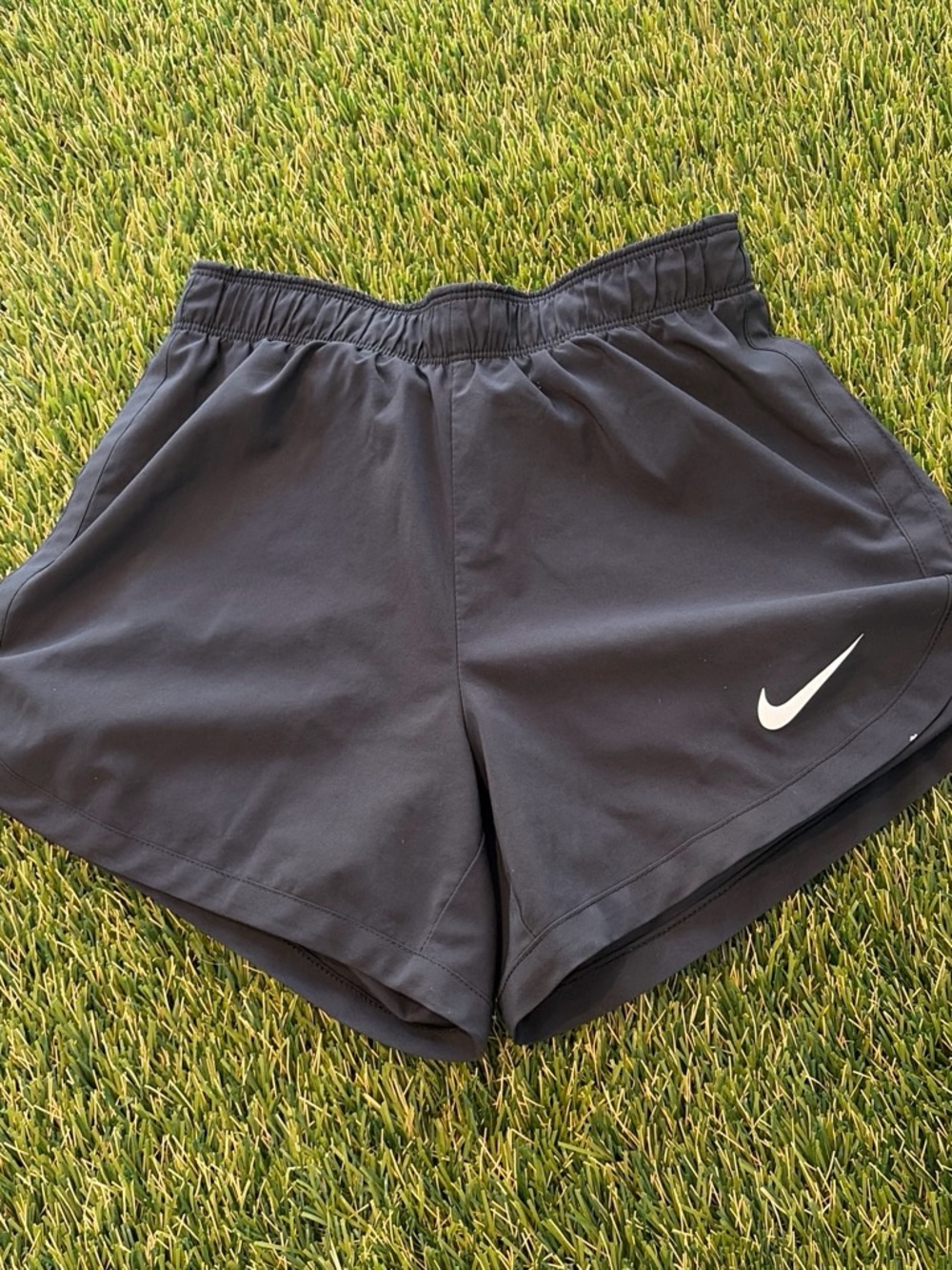 Nike Women's Black Athletic Shorts with White Swoosh